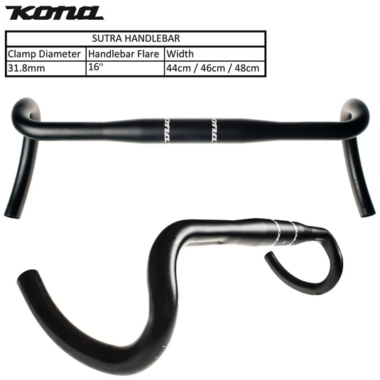 Kona Spares - Handlebars - CMPHBSUT48 - Adventure Drop Bar Black 48cm